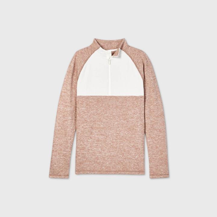 Boys' Fleece 1/4 Zip Pullover Sweatshirt - All In Motion Taupe