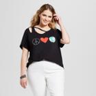 Women's Plus Size Peace Love Earth Short Sleeve Graphic T-shirt - Modern Lux (juniors') Black