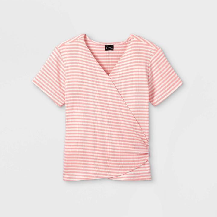 Girls' Wrap Short Sleeve Top - Art Class Pink