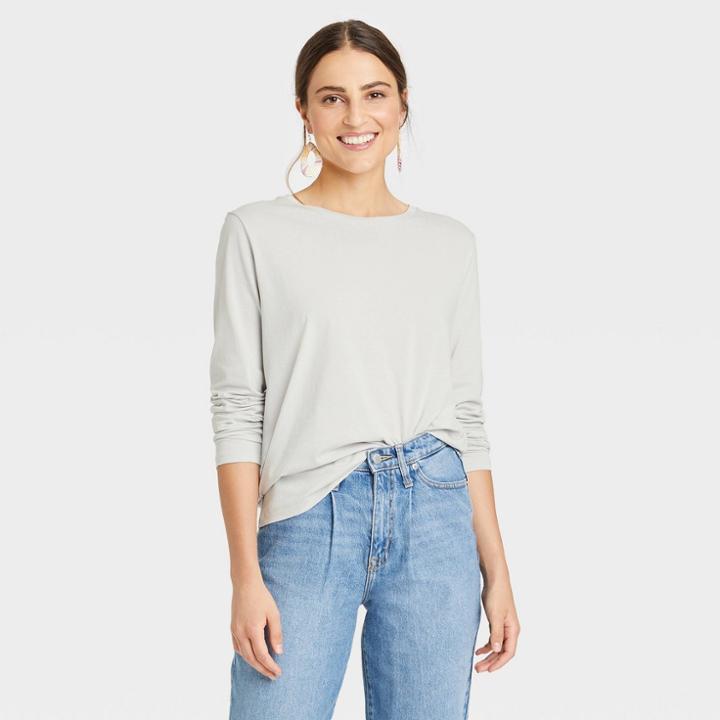 Women's Long Sleeve Supima T-shirt - A New Day Gray