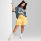 Women's Plus Size Ascot + Hart Ruffle Graphic A-line Mini Skirt - Yellow