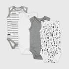 Honest Baby 4pk Pattern Play Organic Cotton Sleeveless Bodysuit - White/black Newborn