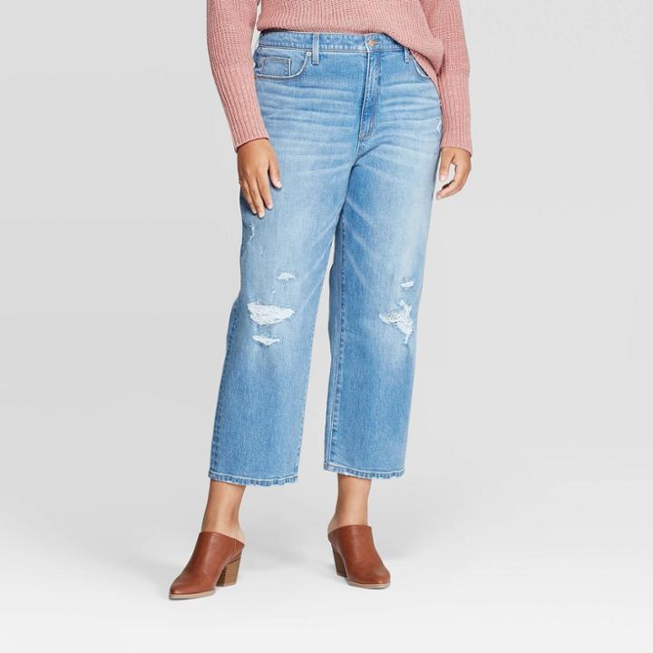Women's Plus Size High-rise Straight Cropped Jeans - Universal Thread Light Wash 20w, Women's, Blue
