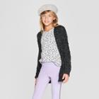 Girls' Pom Open Cardigan - Cat & Jack Black