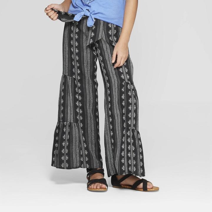 Girls' Tie Front Pants - Art Class Black