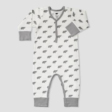 Layette By Monica + Andy Baby Elephant Print Romper - Gray