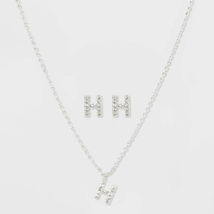 Initial H Crystal Jewelry Set - A New Day Silver, Women's