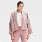 Women's Quilted Velvet Duster Jacket - A New Day Pink