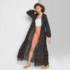 Women's Floral Print Long Sleeve Tiered Duster Kimono - Wild Fable Black