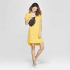Women's Short Sleeve V-neck Crepe Dress - A New Day Yellow