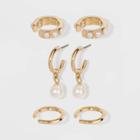 Sugarfix By Baublebar Delicate Huggie Hoop Earring Set - Pearl, Women's, Beige