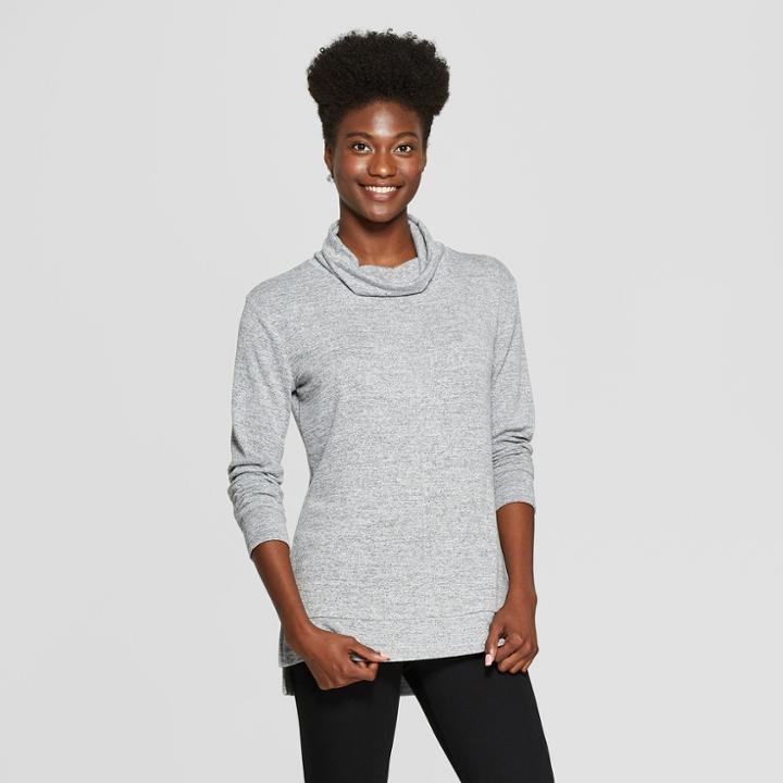 Women's Long Sleeve Cozy Cowl Neck Top - A New Day Heather Gray