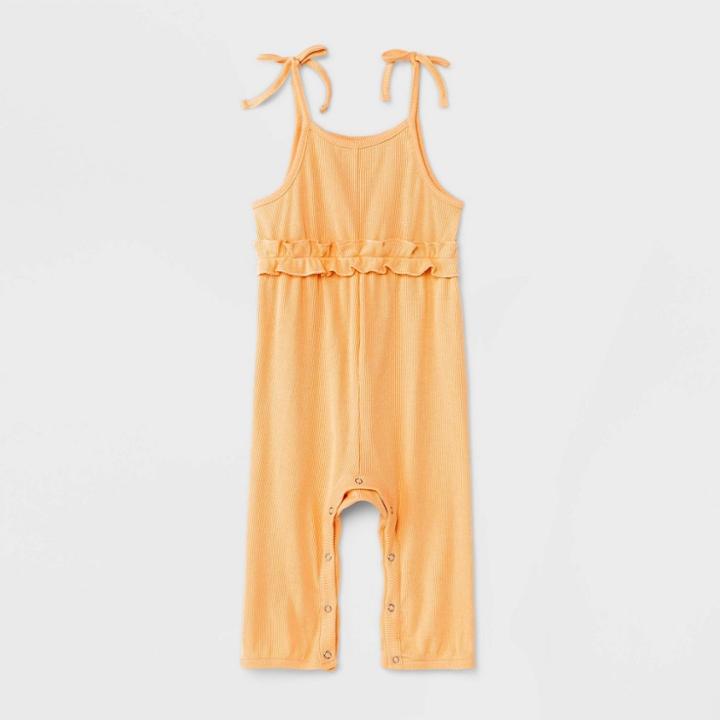 Grayson Mini Baby Girls' Rib Jumpsuit - Orange