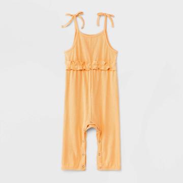 Grayson Mini Baby Girls' Rib Jumpsuit - Orange