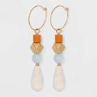 Semi-precious Aventurine, Angelite And Opal With Worn Gold Hoop Earrings - Universal Thread Orange/blue/cream, Orange/blue/ivory