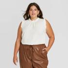 Women's Plus Size Sleeveless Blouse - A New Day Cream