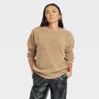 Women's Sherpa Pullover Sweatshirt - A New Day Brown