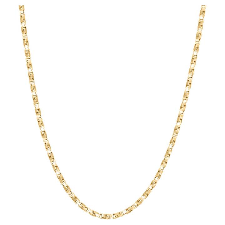 Tiara Gold Over Silver 20 Twisted Box Chain Necklace, Size: 20 Inch, Yellow