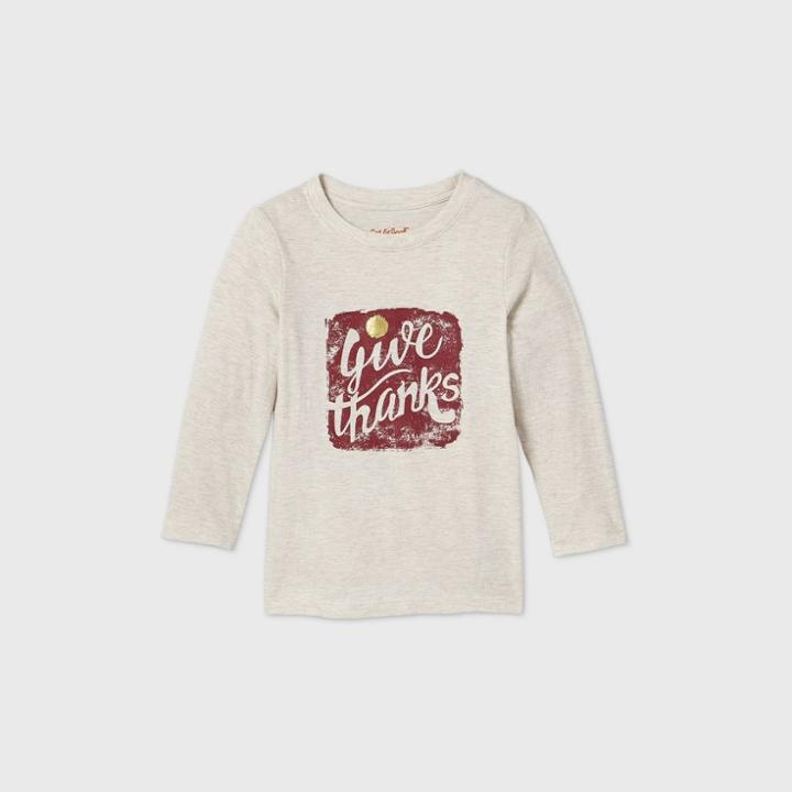 Toddler Boys' 'give Thanks' Graphic Long Sleeve T-shirt - Cat & Jack Cream