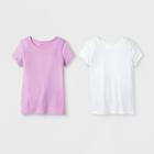 Girls' 2pk Adaptive Short Sleeve T-shirt - Cat & Jack White/pink