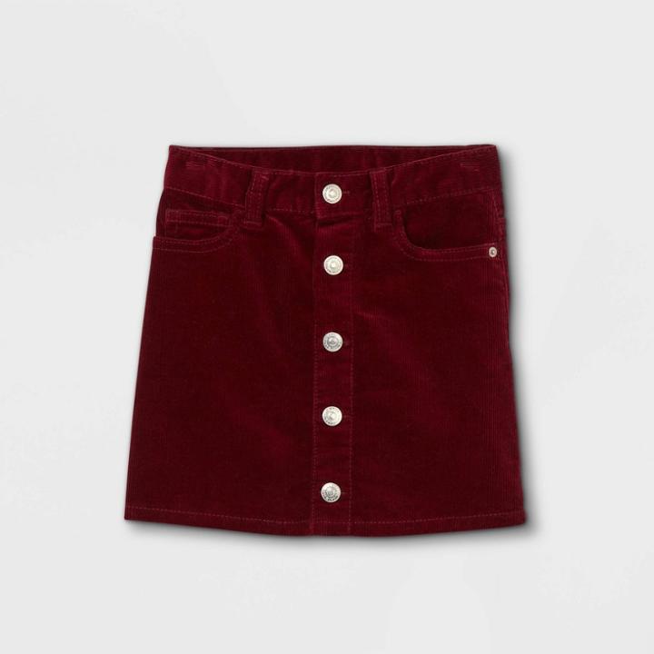 Toddler Girls' Corduroy Button-front Skirt - Cat & Jack Burgundy