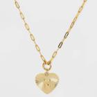 14k Gold Dipped 'n' Initial Diamond Cut Heart Pendant Necklace - A New Day Gold