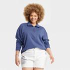 Women's Plus Size French Terry Quarter Zip Sweatshirt - Universal Thread Blue