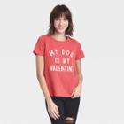 Grayson Threads Women's My Dog Is My Valentine Short Sleeve Graphic T-shirt - Rose