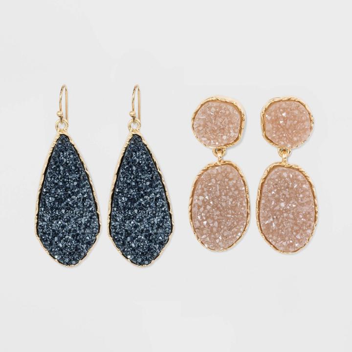 Sugarfix By Baublebar Druzy Drop Earring Gift Set - Champagne/navy, Women's, Beige/blue