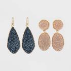 Sugarfix By Baublebar Druzy Drop Earring Gift Set - Champagne/navy, Women's, Beige/blue