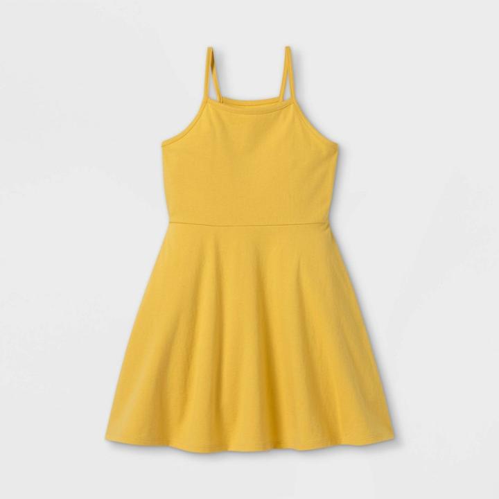 Girls' Cotton Sleeveless Dress - Cat & Jack Light Mustard