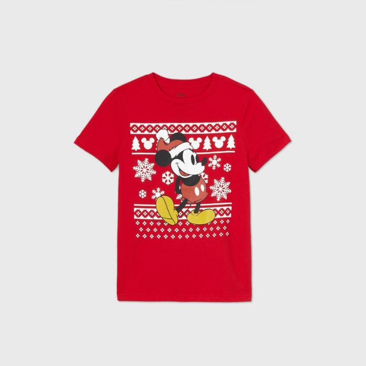 Boys' Disney Mickey Mouse Short Sleeve T-shirt - Red
