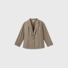 Women's Plus Size Long Sleeve Plaid Blazer - Ava & Viv Brown X