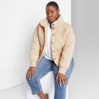 Women's Plus Size Button-front Quilted Jacket - Wild Fable Beige