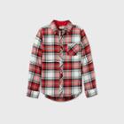 Girls' Long Sleeve Plaid Woven Button-down Shirt - Cat & Jack Red
