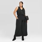 Women's Plus Size Sleeveless V-neck Knit Jumpsuit - A New Day Black X, Women's