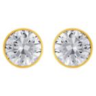 West Coast Jewelry Women's Bezeled Set Cubic Zirconia Stud Gold Plated Stainless Steel Earrings (8mm) - Gold/clear