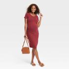 Short Sleeve Essential T-shirt Maternity Dress - Isabel Maternity By Ingrid & Isabel Burgundy