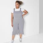 Women's Plus Size Strappy Square Neck Rib Knit Jumpsuit - Wild Fable Gray