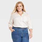 Women's Plus Size Long Sleeve Button-down Shirt - Knox Rose Ivory