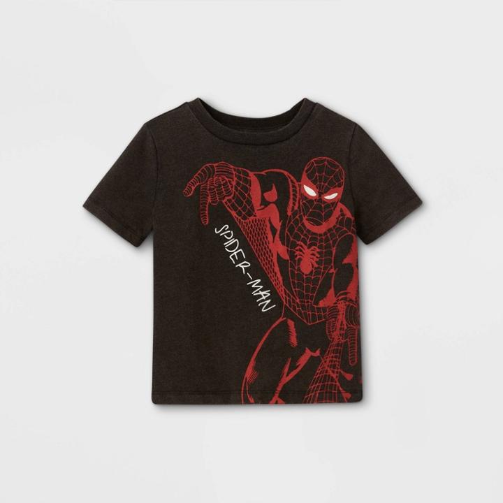 Toddler Boys' Spider-man Short Sleeve Graphic T-shirt - Black 2t - Disney