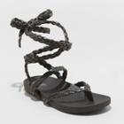 Women's Ria Raffia Lace-up Sandals - Universal Thread Black