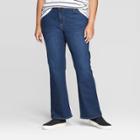 Women's Plus Size Bootcut Jeans With Comfort Elastic Waistband- Ava & Viv Dark Wash