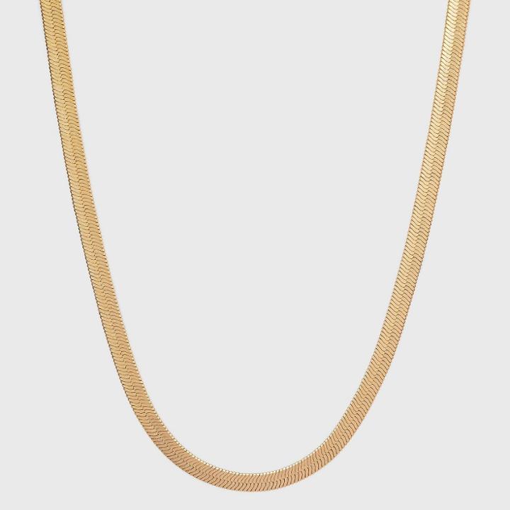 Medium Flat Herringbone Chain Necklace - Universal Thread Worn Gold