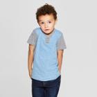 Toddler Boys' Colorblock Short Sleeve Henley - Cat & Jack Blue