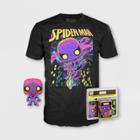 Boys' Blacklight Spider-man Short Sleeve Graphic T-shirt With Mini Funko Pop! - Black
