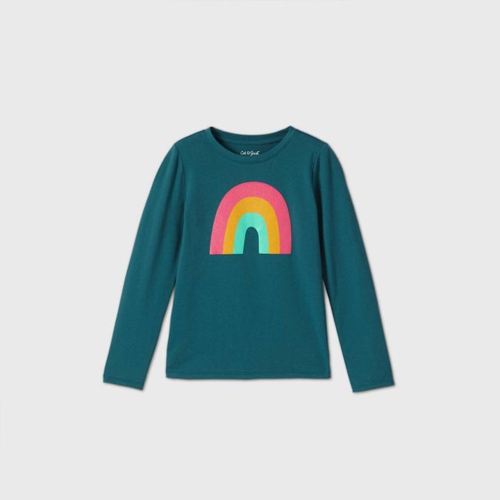 Girls' Long Sleeve Rainbow Graphic T-shirt - Cat & Jack Blue