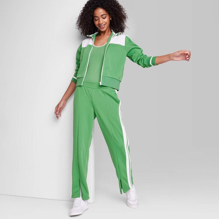 Women's High-rise Track Pants - Wild Fable Green