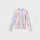 Girls' Tie-dye Long Sleeve Rash Guard Swim Shirt - Cat & Jack White