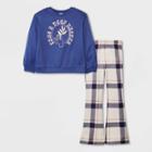 Girls' Pullover And Flared Pants Pajama Set - Art Class Navy Blue